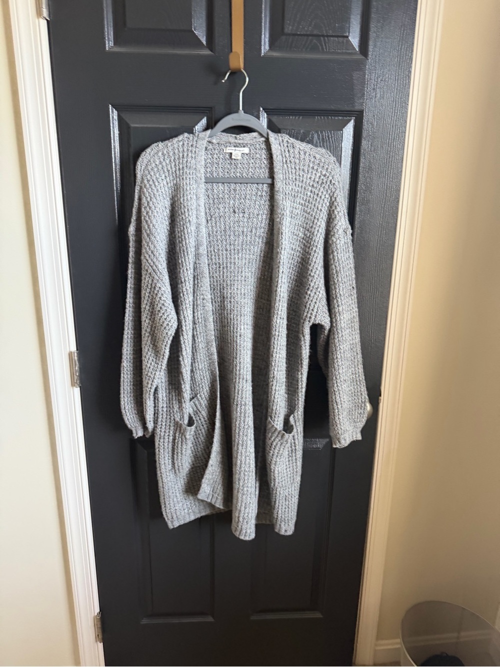 American Eagle Gray Speckled Open Front Cardigan Sweater S